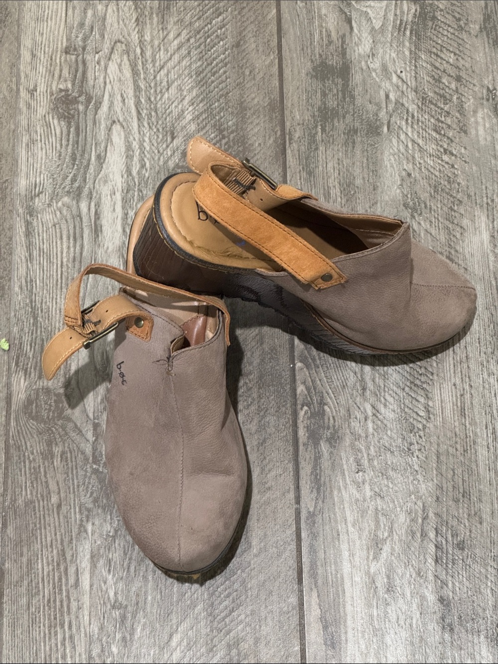 Born Platform Clogs with Tan Leather Slingback